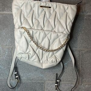 Steve Madden Lucca Quilted Backpack With Swag Chain in White